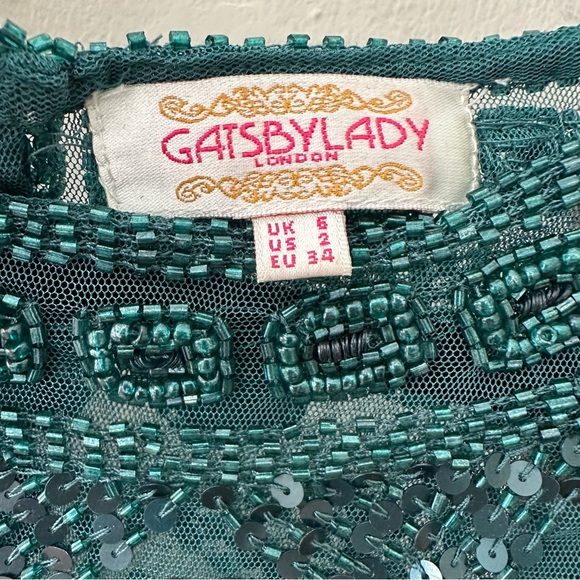 Gatsbylady London Vintage Inspired Flapper Dress - Forest Green (EUC, US 2) - Picture 6 of 7
